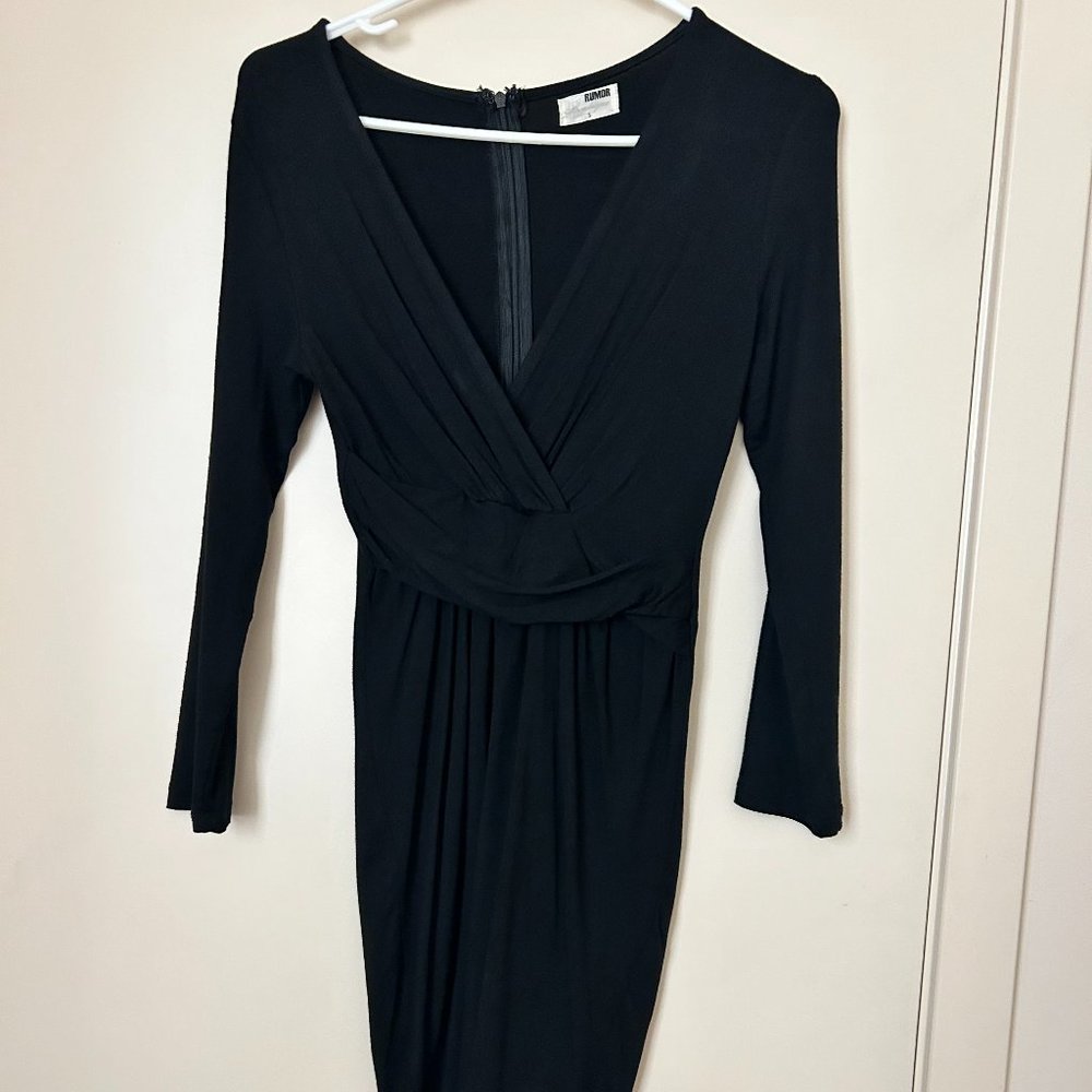 Black V Neck Bodycon Mini Dress